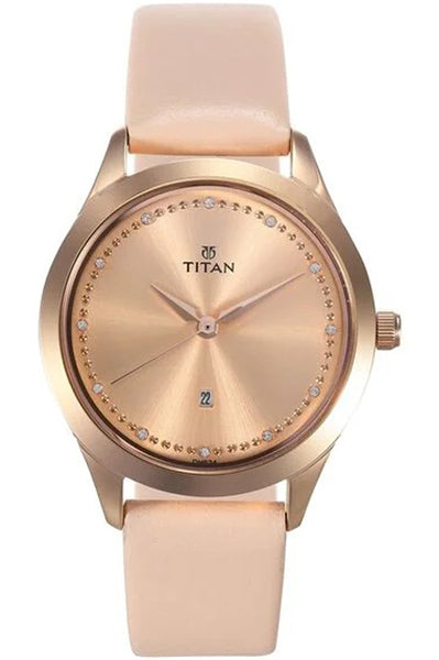 Analog Pink & Leather Women's Watch NS2570WL01