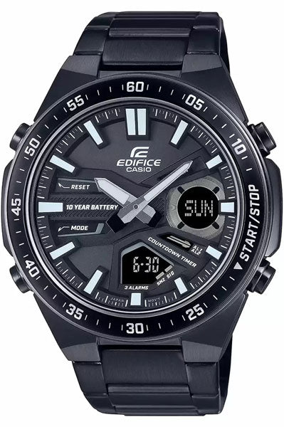CASIO Analog-Digital Black & Stainless Steel Men's Watch ED601