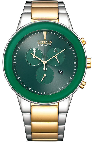 Citizen Analog Green & Stainless Steel Men's Watch AT2244 84X