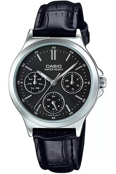 CASIO Chronograph Black & Leather Women's Watch A1149