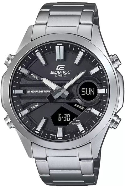 Casio Analog-Digital Black & Stainless Steel Men's Watch Ed624