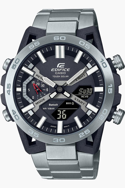 Casio Analog-Digital Black & Stainless Steel Men's Watch ED564