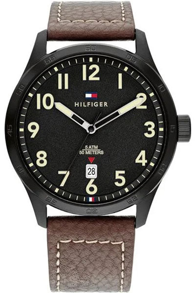 Quartz Analog with Date Black dial Leather Strap Watch for MenGender