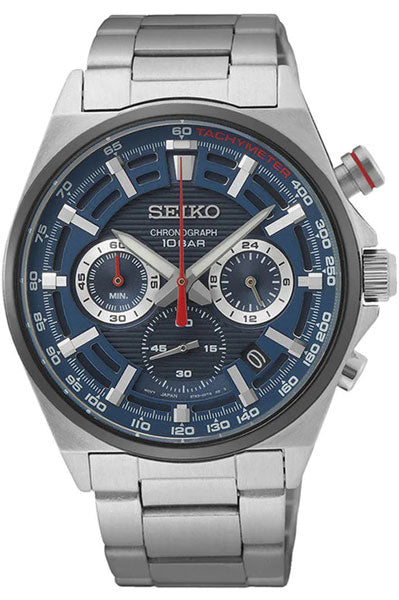 Seiko Chronograph Blue & Metal band Men's Watch SSB407P1