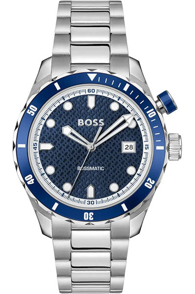 Bossmatic 42 mm Blue Dial Stainless Steel Analogue Watch For Men