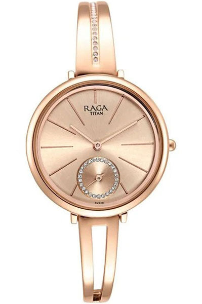 Raga Viva Rose Gold Dial Women Watch With Metal Strap