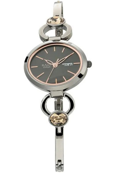 Raga Viva Grey Dial Analog with Day and Date Metal Strap Watch for Women