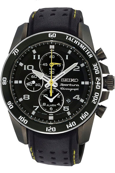 Seiko Analog Black & Leather Men's Watch SNAE67P1