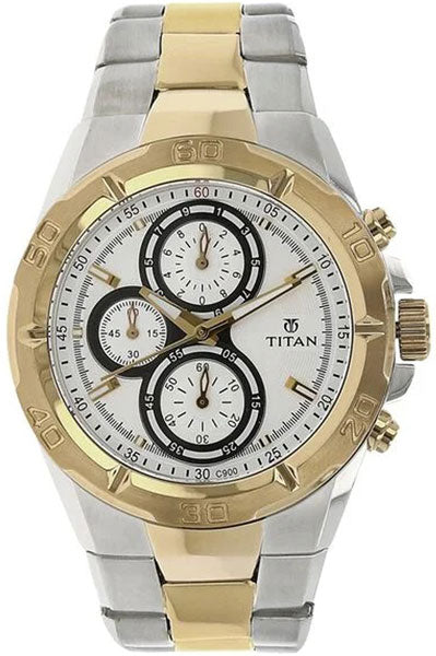 Chronograph White Dial Stainless Steel Strap watch for Men NS9308BM01