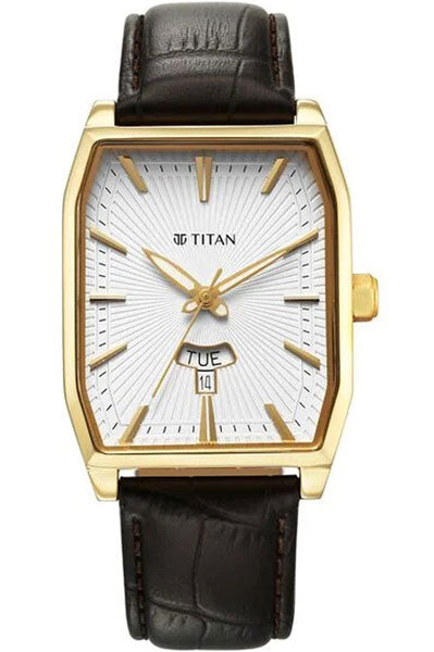 Regalia Opulent White Dial Analog with Day and Date Leather Strap Watch for Men