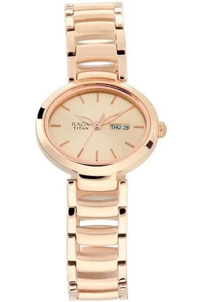 Raga Viva Rose Gold Dial Women Watch With Metal Strap NS2620WM01