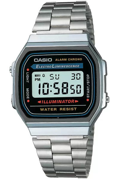 Casio Digital Black & Stainless Steel Unisex Watch D131