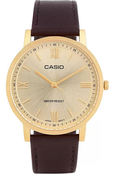 Casio Analog Silver & Leather Men's Watch A2158
