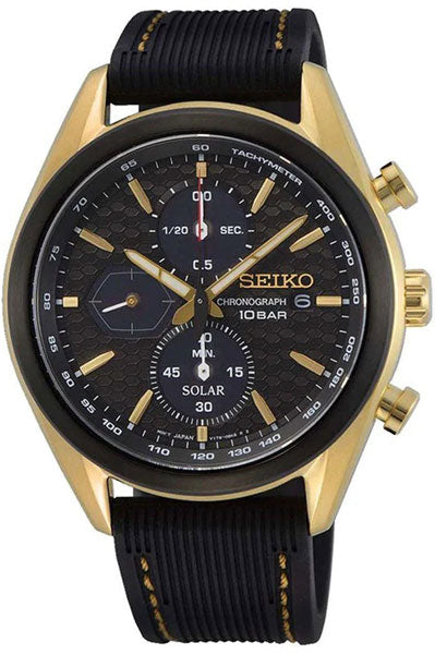Seiko Chronograph Black & Silicone Men's Watch SSC804P1