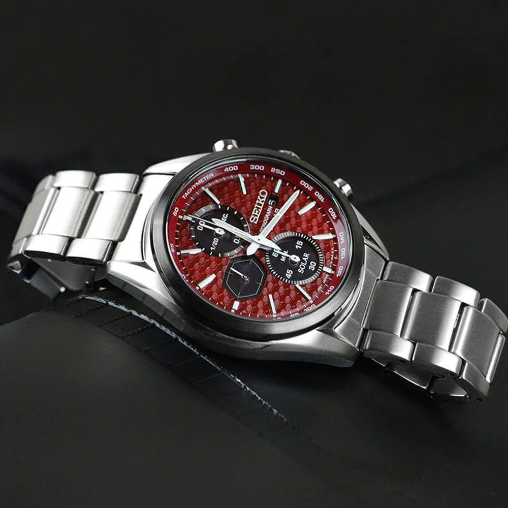 Seiko Analog Maroon & Stainless Steel Men's Watch SSC771P1