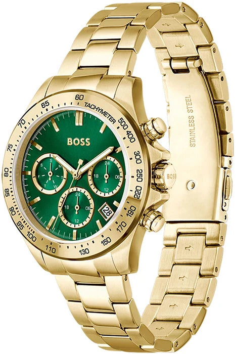 Boss Quartz Female Chronograph Green Stainless Steel Watch