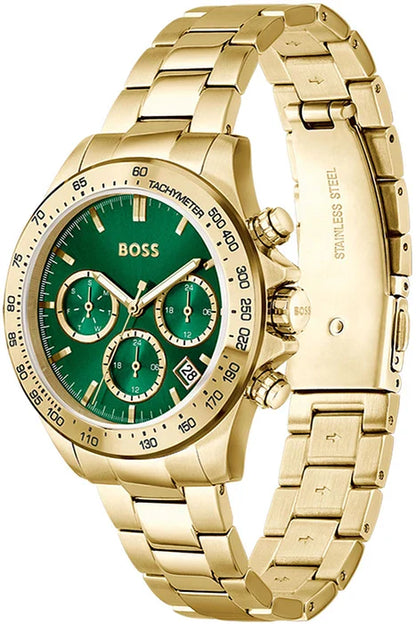 Boss Quartz Female Chronograph Green Stainless Steel Watch