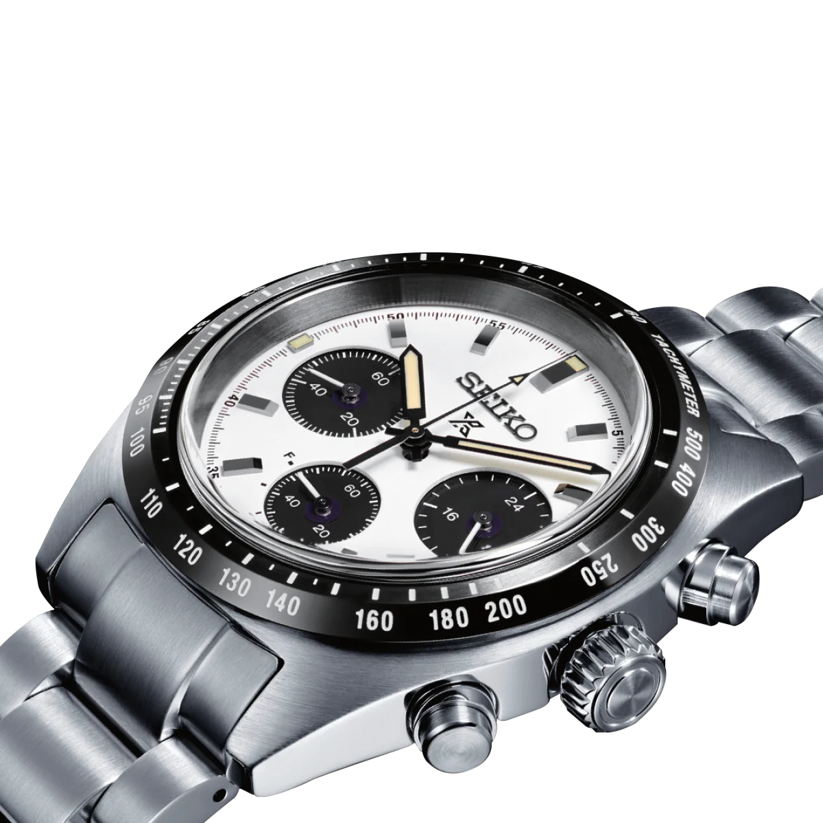 Seiko Chronograph White & Metal band Men's Watch SSC813P1