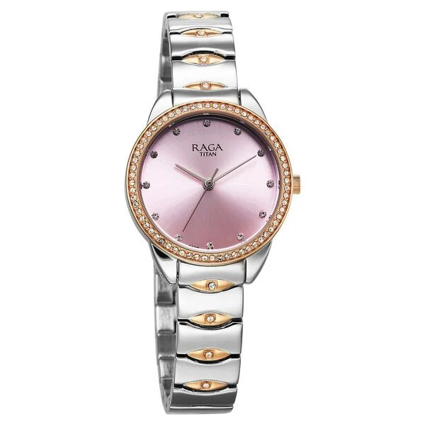 Raga Showstopper Quartz Analog Purple Dial Metal Strap Watch for Women