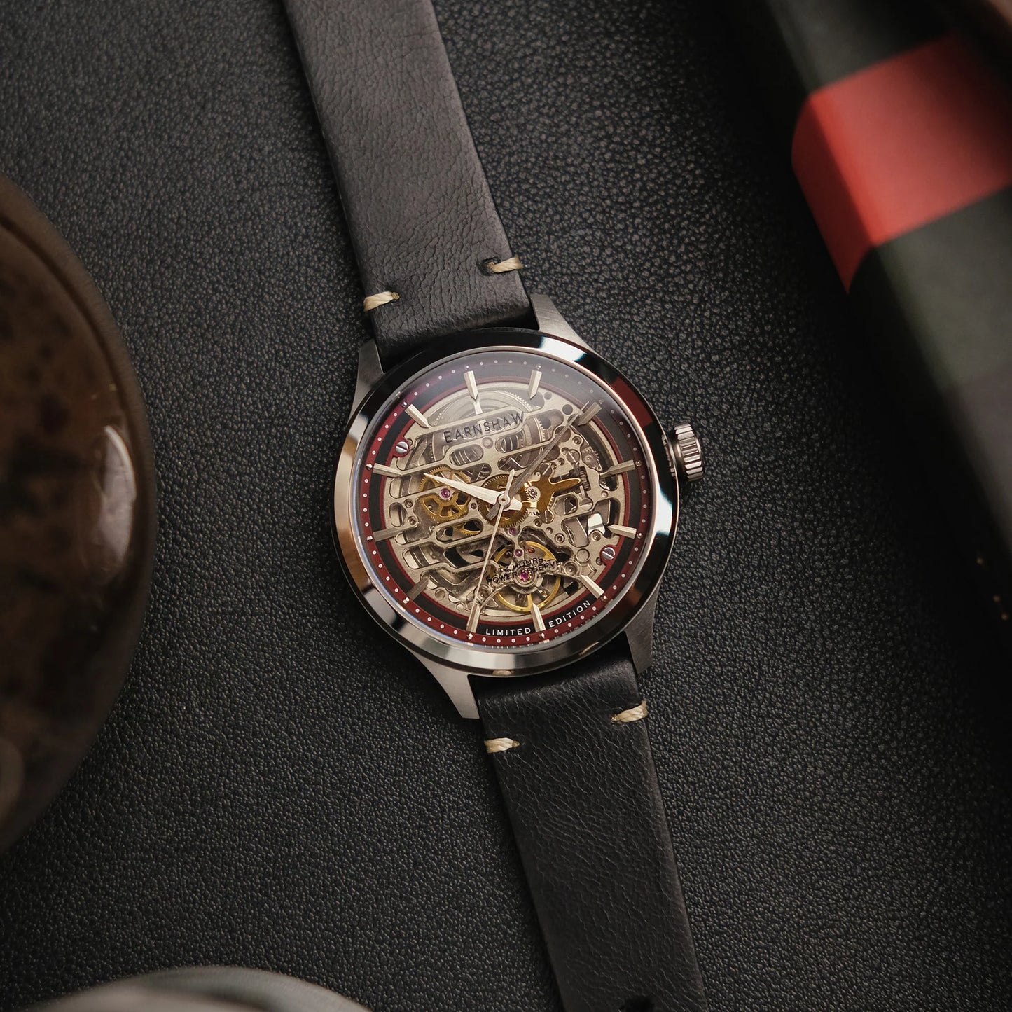 Earnshaw  Red & Leather Men's Watch ES 8229 03