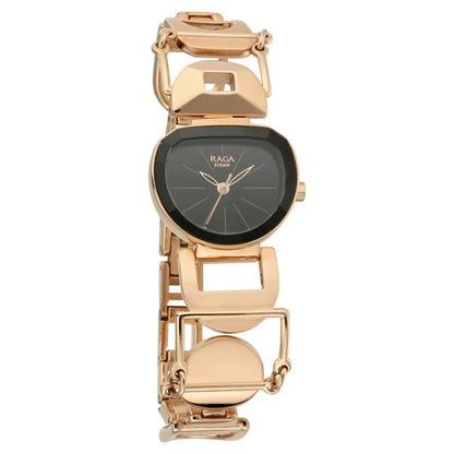 Raga Facets Black Dial Women Watch With Stainless Steel Strap