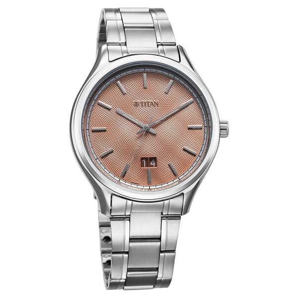 Analog Orange & Stainless Steel Men's Watch 10033SM04