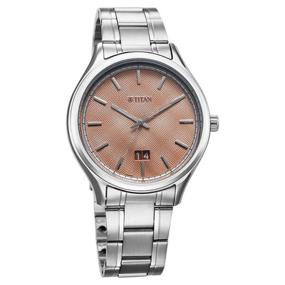 Analog Orange & Stainless Steel Men's Watch 10033SM04