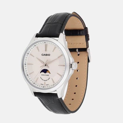 CASIO Analog White & Leather Men's Watch A2168