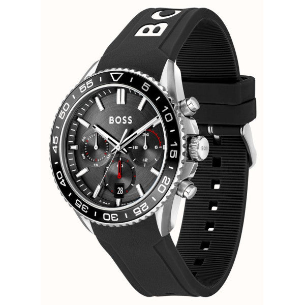 Quartz Male Chronograph Black Silicone Watch 1514141