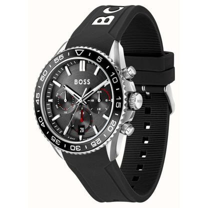 Quartz Male Chronograph Black Silicone Watch 1514141