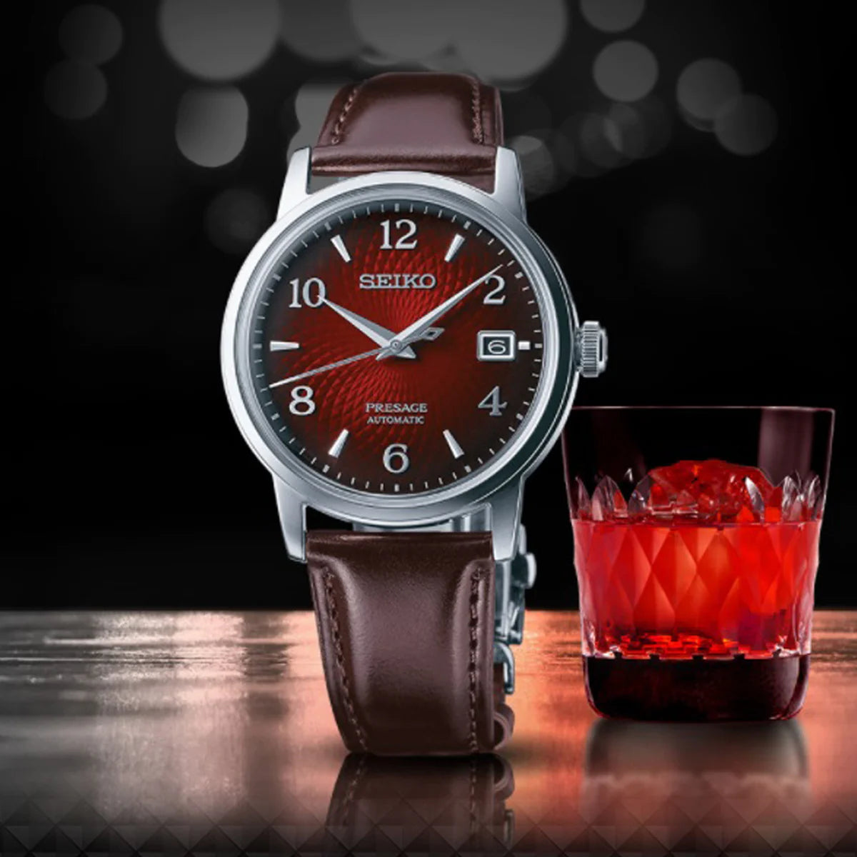 Seiko Analog Red & Leather Men's Watch SRPE41J1