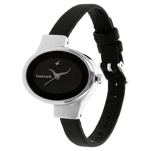 Fastrack Analog Black & Leather Women' NS6015SL02