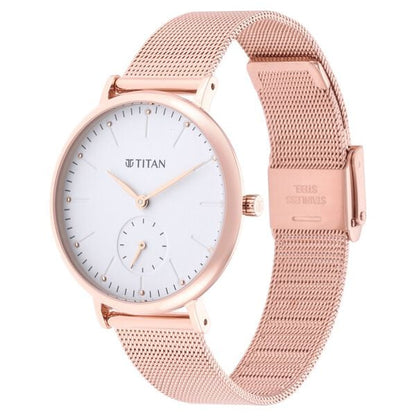 Analog White & Stainless Steel Women's Watch NS95142WM01