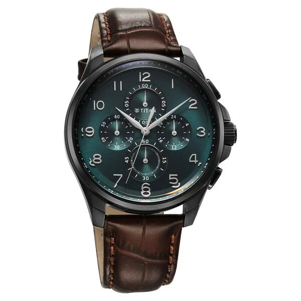 Multifunction Blue & Leather Men' NS90169NL01