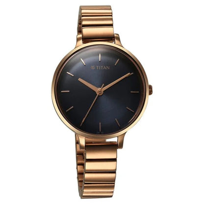 Secluded Quartz Analog Blue Dial Metal Strap Watch For Women
