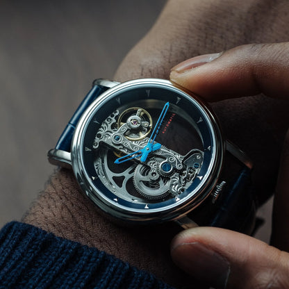 Earnshaw Analog Blue & Leather  Men' ES 8225 02