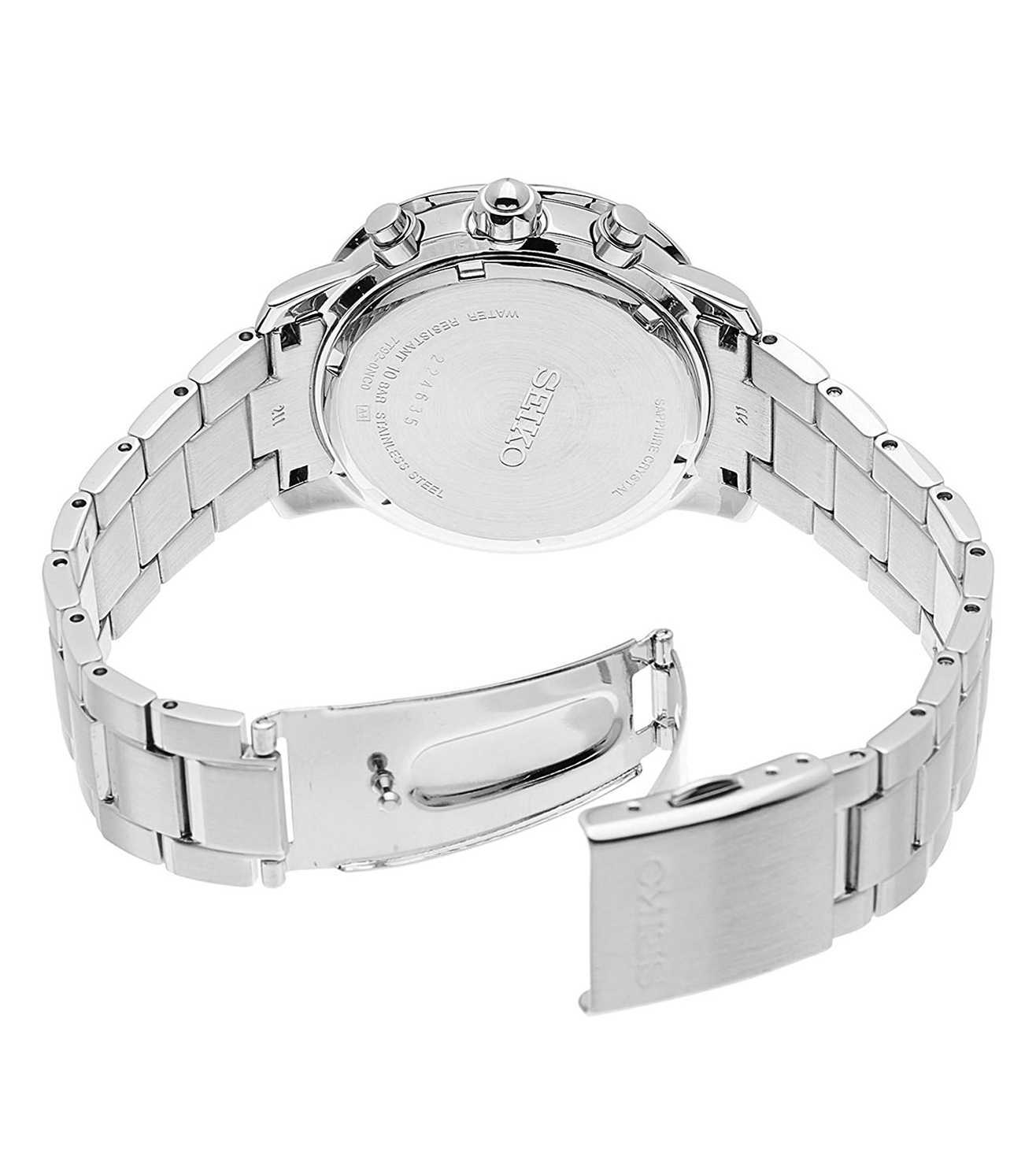 Seiko Chronograph White & Stainless Steel Women's Watch SNDY03P1