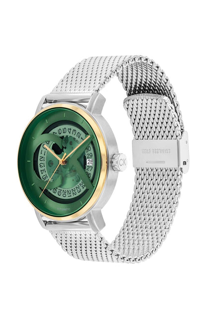 Iconic 40 mm Green Dial Stainless Steel Analogue Watch For Men 25300005