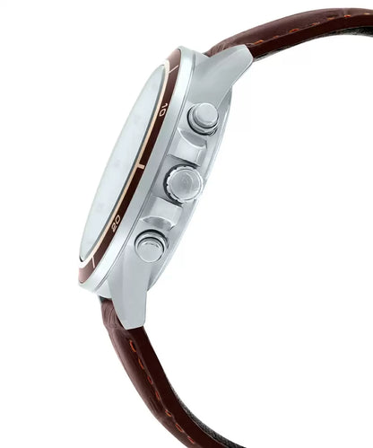 Casio Analog Beige & Leather Men's Watch EX303