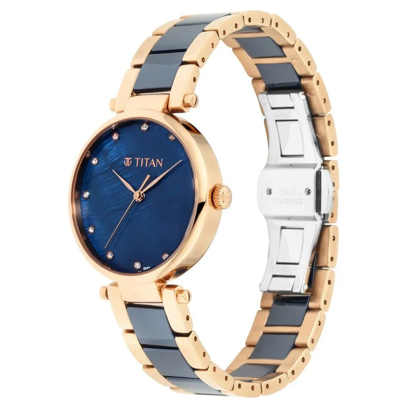 Analog Blue & Ceramic Women's Watch NQ95061WD05