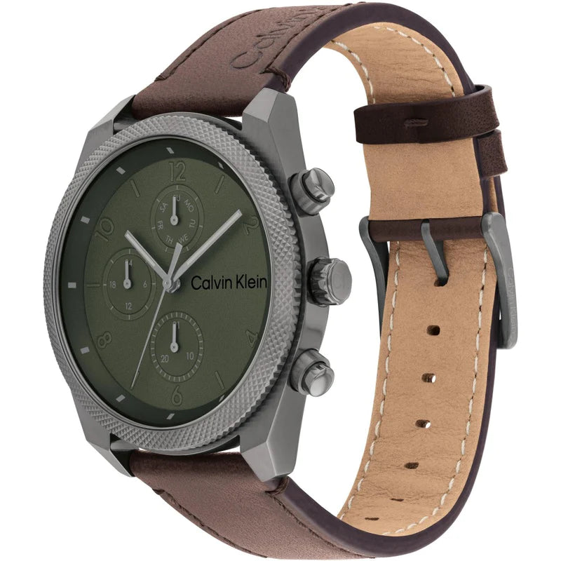 Calvin Klein  Green & Leather Men's Watch 25200363