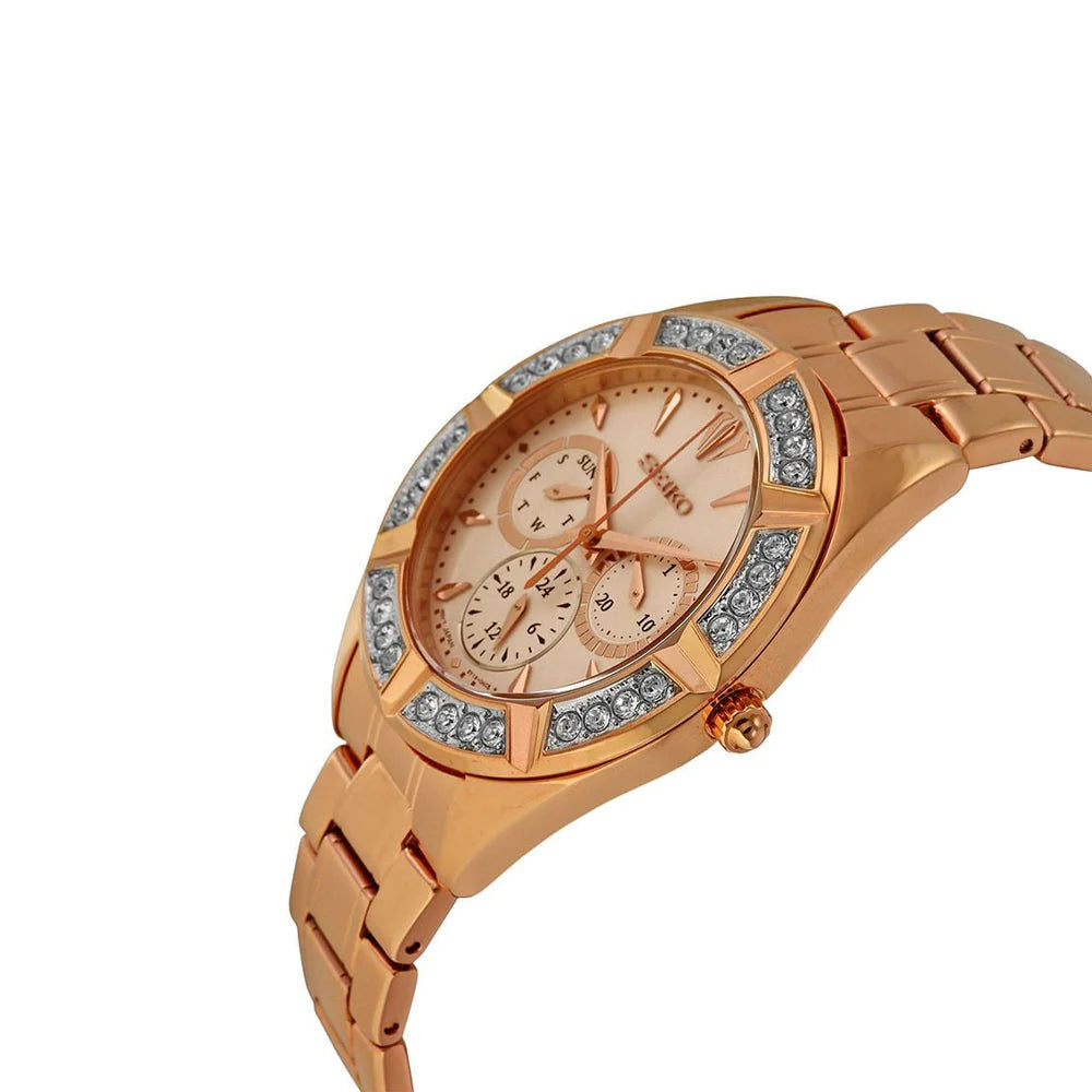 Seiko Chronograph Rose Gold & Stainless Steel Women's Watch SKY680P1