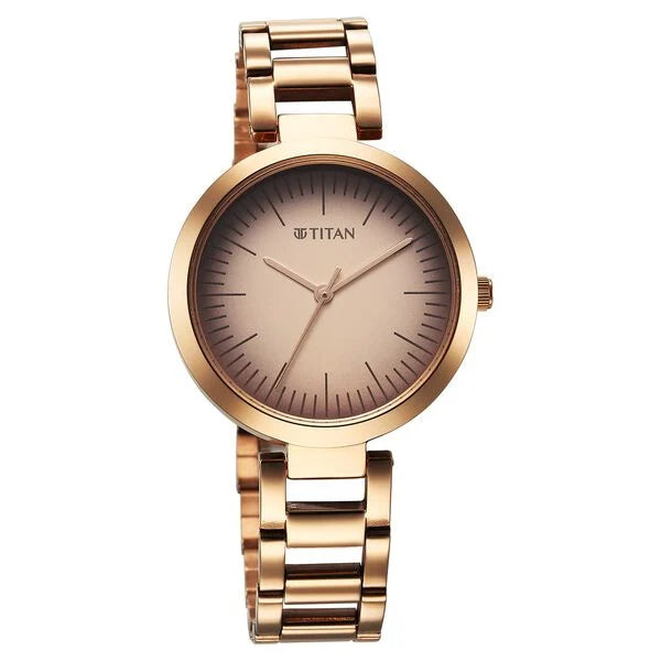 Workwear Quartz Analog Beige Dial Rose Gold Stainless Steel Strap Watch for Women NS2480WM06