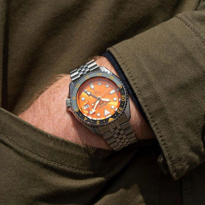 Seiko Analog Orange & Metal band Men's Watch SSK005K1