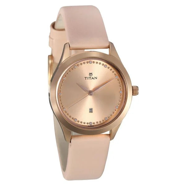 Analog Pink & Leather Women's Watch NS2570WL01