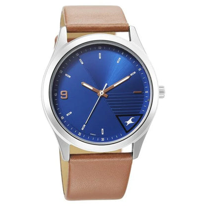 Fastrack Analog Blue & Leather Men' 3317SL01