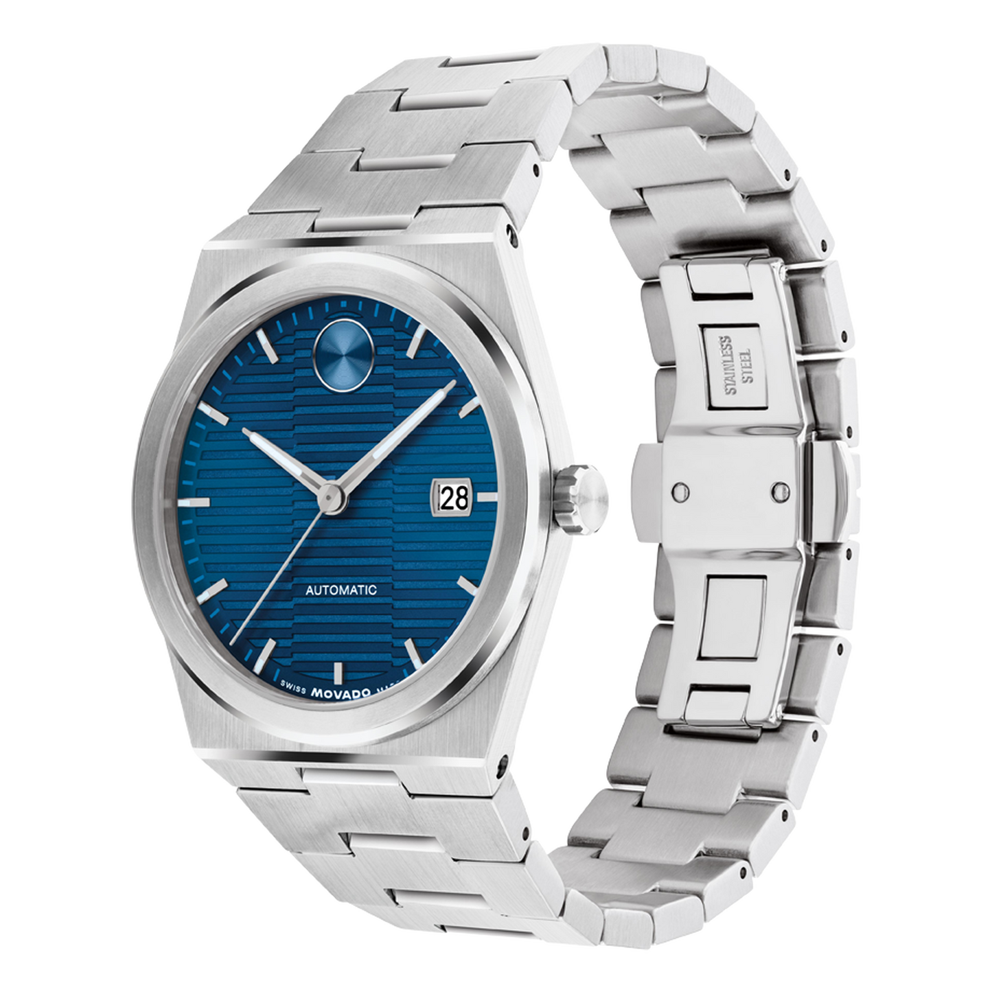 Movado Analog Blue & Stainless Steel Men' 3600940