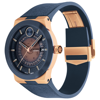 Movado Analog Blue & Rubber Men' 3601005