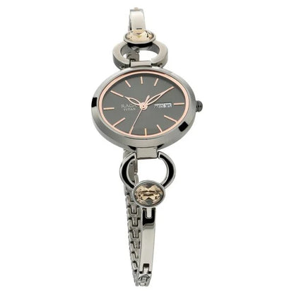 Raga Viva Grey Dial Analog with Day and Date Metal Strap Watch for Women