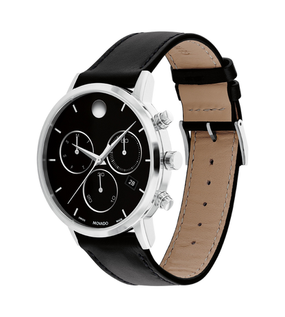 Men Quartz Black Dial Chronograph Stainless Steel Watch 607778